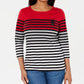 Blusa listrada com blocos de cores Karen Scott feminina, vermelha, tamanho pequeno e pequeno
