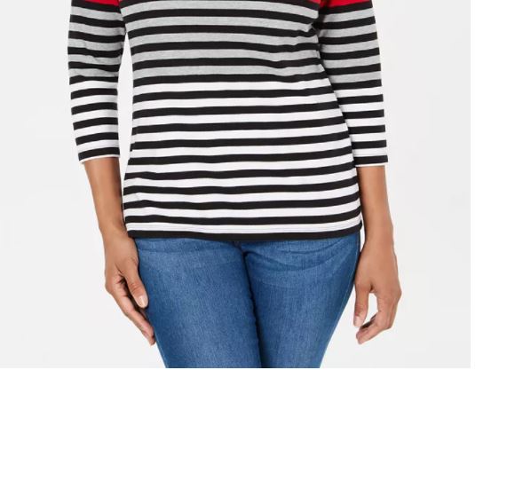 Blusa listrada com blocos de cores Karen Scott feminina, vermelha, tamanho pequeno e pequeno