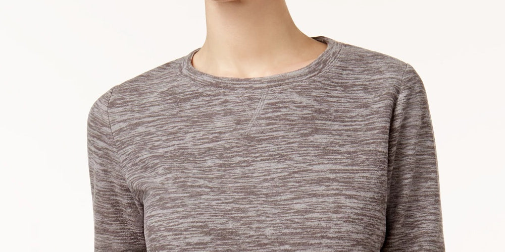 Karen Scott Sport Space-Dye Microfleece Top Feminino Carvão Tamanho X-G