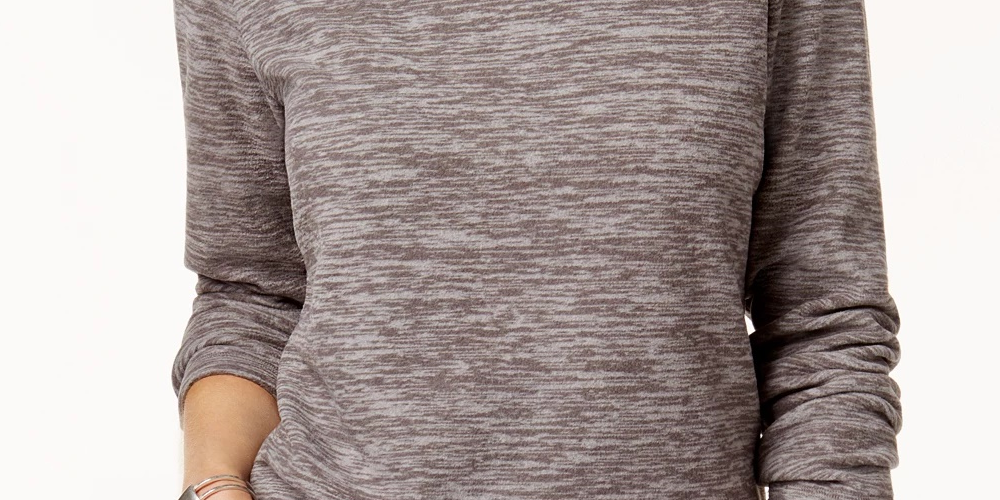 Karen Scott Sport Space-Dye Microfleece Top Feminino Carvão Tamanho X-G