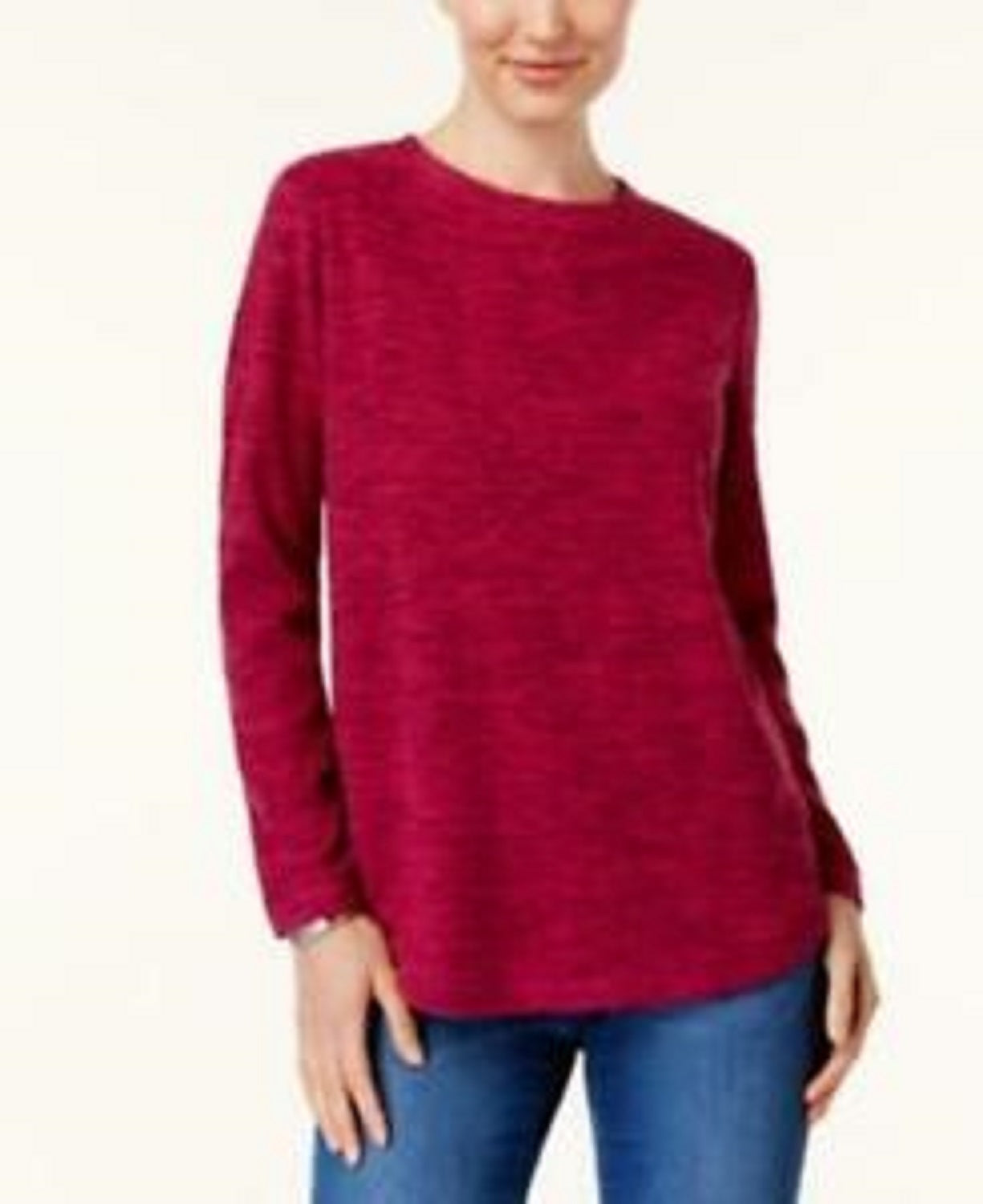 Karen Scott Sport Space-Dye Microfleece Top Feminino Médio Vermelho Tamanho XXG
