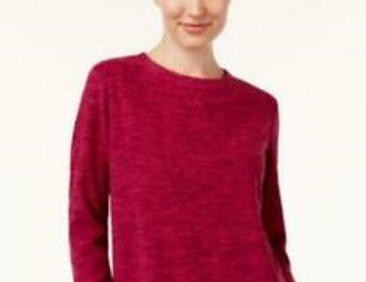 Karen Scott Sport Space-Dye Microfleece Top Feminino Médio Vermelho Tamanho XXG
