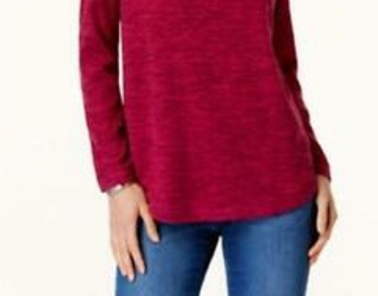 Karen Scott Sport Space-Dye Microfleece Top Feminino Médio Vermelho Tamanho XXG