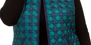 Colete acolchoado estampado plus size feminino Karen Scott, azul marinho, tamanho 1X