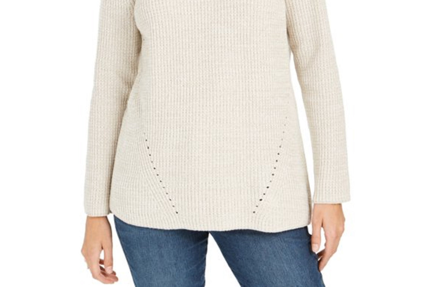 Suéter feminino de malha Pointelle Style &amp; Co, bege, tamanho extra grande