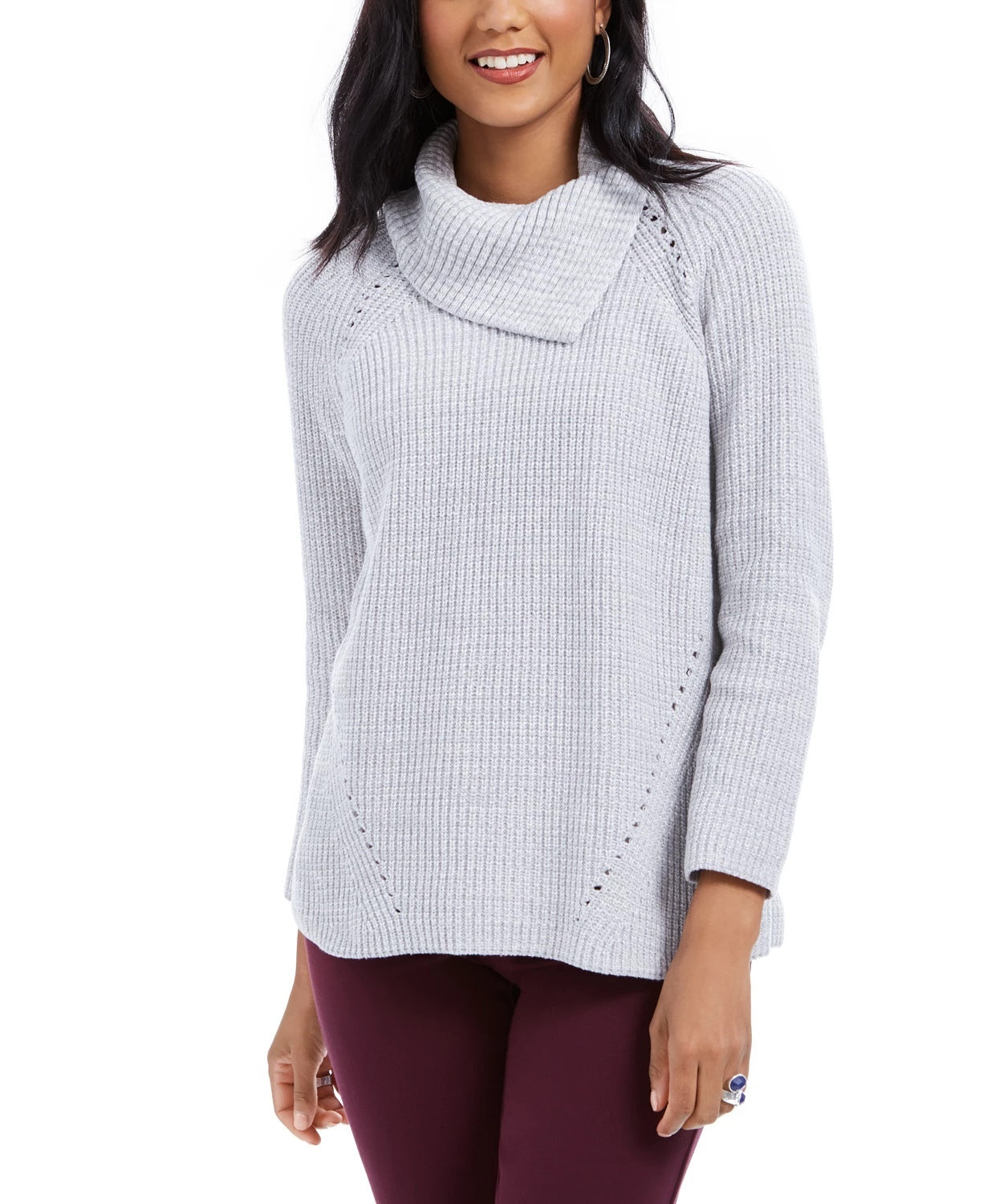 Suéter feminino de malha Pointelle da Style &amp; Co, cinza, tamanho grande