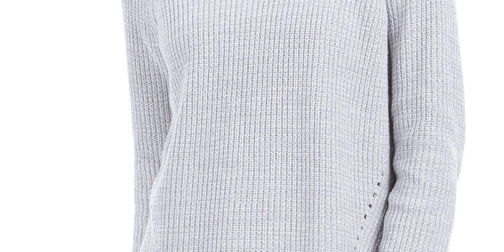 Suéter feminino de malha Pointelle Style &amp; Co, cinza, tamanho extra grande