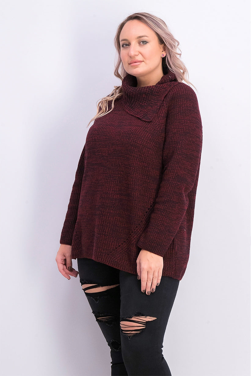 Suéter feminino de malha Pointelle Style &amp; Co, vermelho escuro, tamanho pequeno