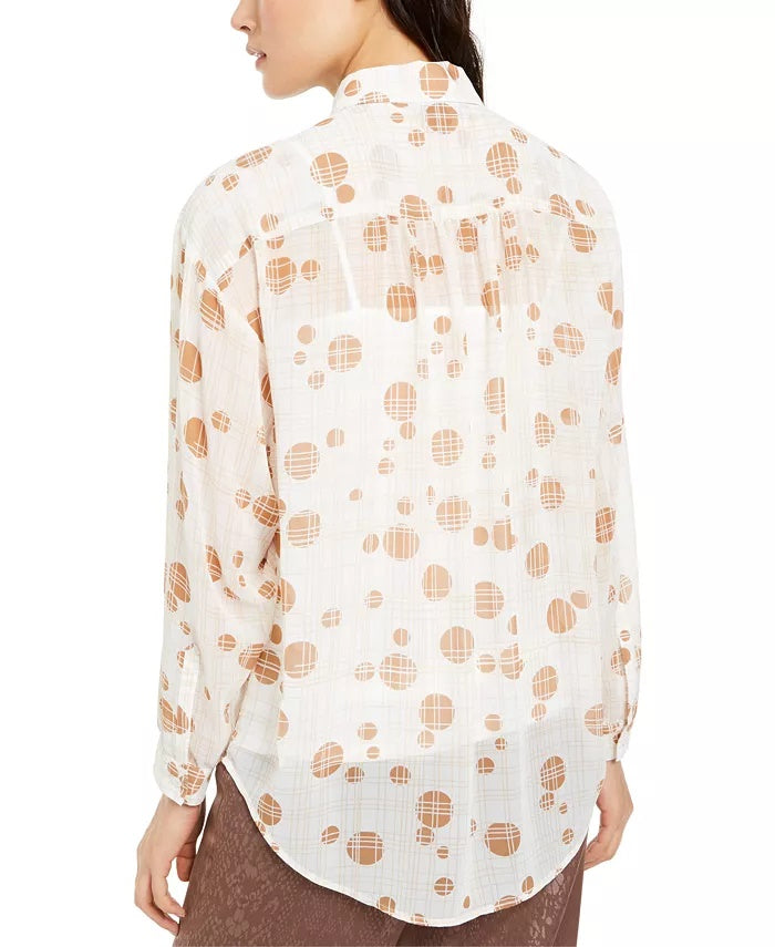 Blusa estampada feminina Alfani, branca, tamanho XX-G