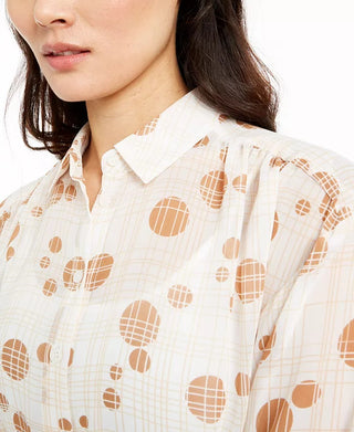 Blusa estampada feminina Alfani, branca, tamanho XX-G