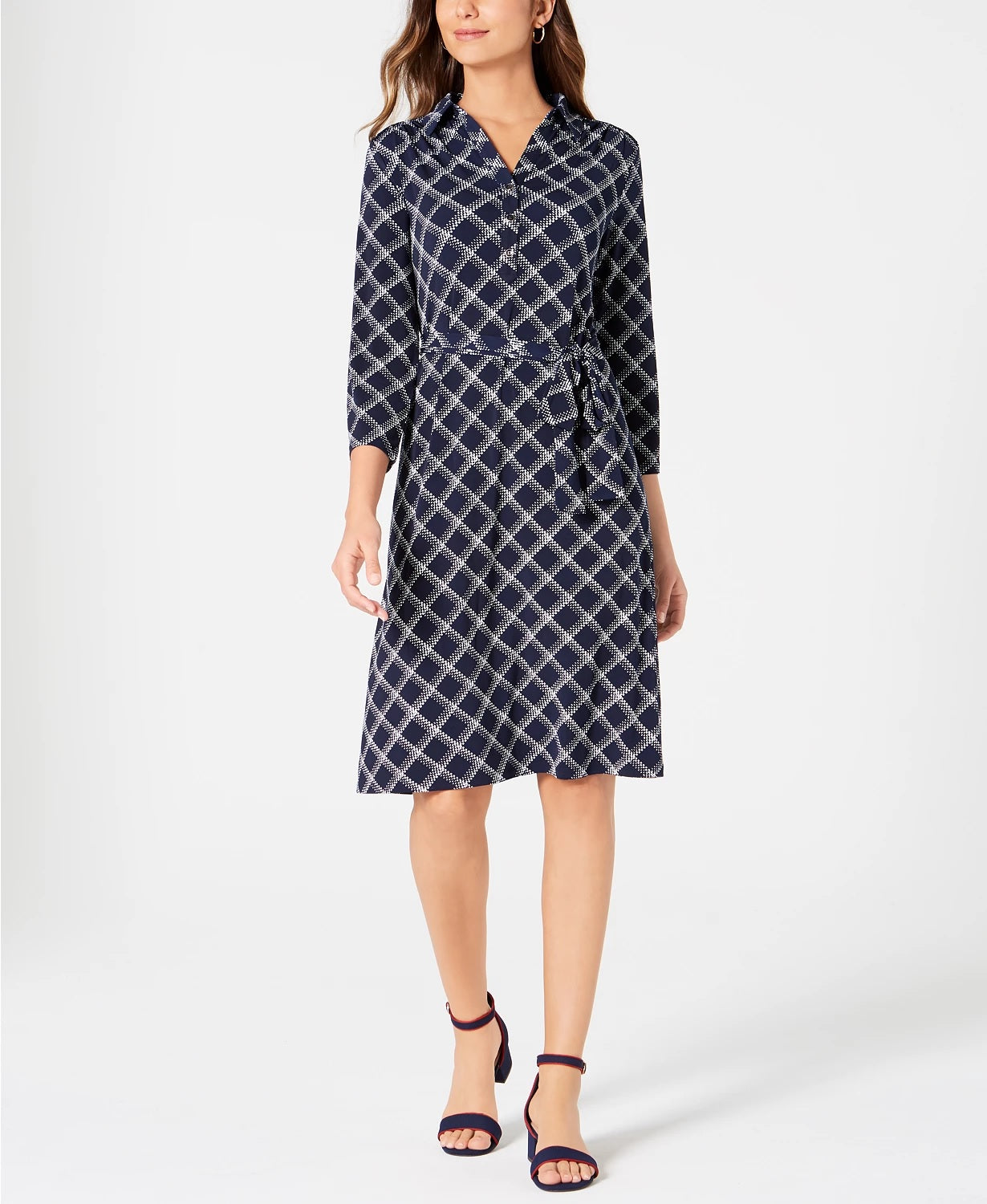 Camisa polo xadrez feminina Charter Club Petite, azul, tamanho extragrande