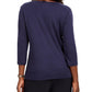 Karen Scott Top Feminino com Estampa de Cavalo Marinho e Manga Curta Azul Marinho Tamanho P