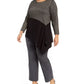 Suéter assimétrico com blocos de cores Alfani feminino, preto, tamanho 2X