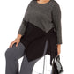 Suéter assimétrico com blocos de cores Alfani feminino, preto, tamanho 1X