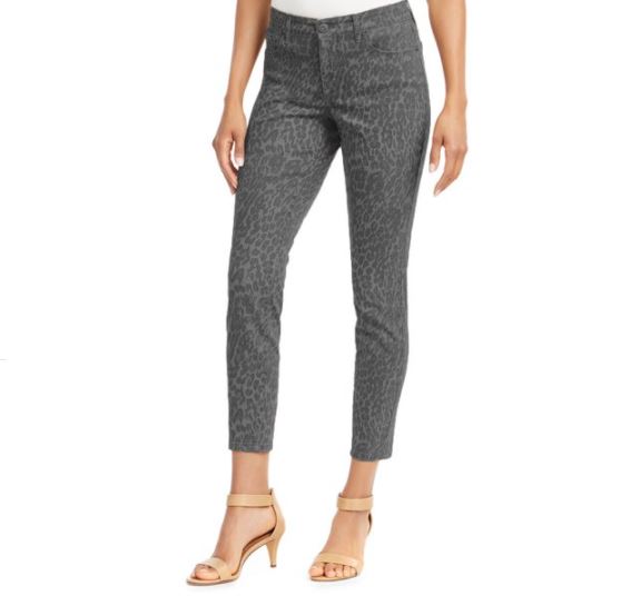 Calça jeans skinny estampada feminina Style &amp; Co Curvy Fit cinza tamanho 8