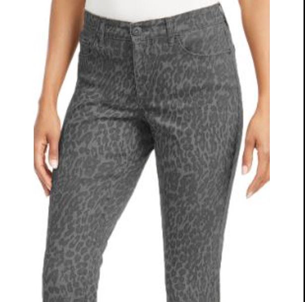 Calça jeans skinny estampada feminina Style &amp; Co Curvy Fit cinza tamanho 8