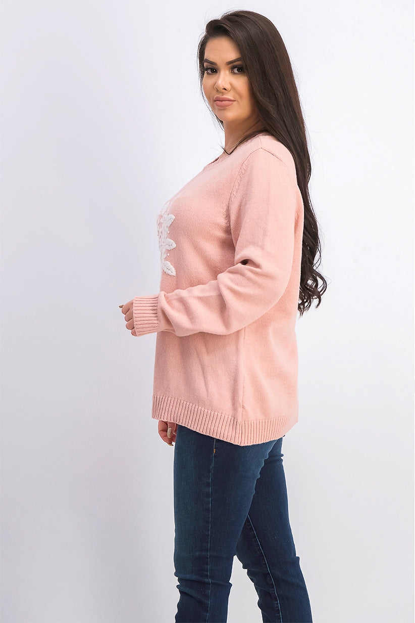 Karen Scott Suéter Feminino com Apliques de Floco de Neve Rosa Tamanho XXG