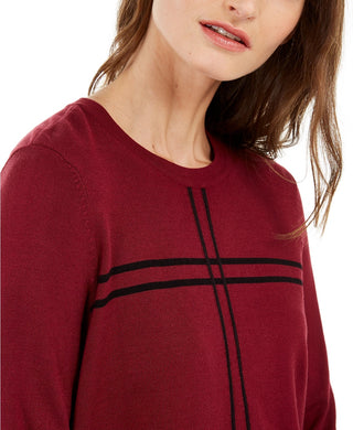 Suéter Alfani Feminino com Estampa de Grade Vermelho Tamanho XXG