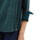 Blusa feminina de veludo com mangas amarradas Charter Club, verde escuro, tamanho X-S
