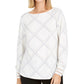 Blusa de malha xadrez feminina Charter Club, branca, tamanho extragrande