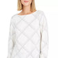 Blusa de malha xadrez feminina Charter Club, branca, tamanho extragrande