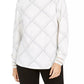 Blusa de malha xadrez feminina Charter Club, branca, tamanho extragrande
