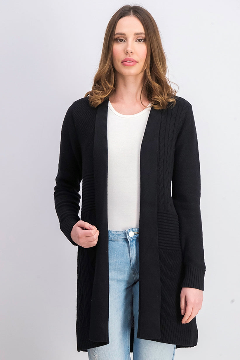 Cardigan feminino patchwork Charter Club preto tamanho grande