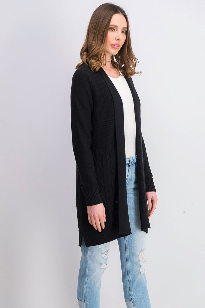 Cardigan feminino patchwork Charter Club preto tamanho grande
