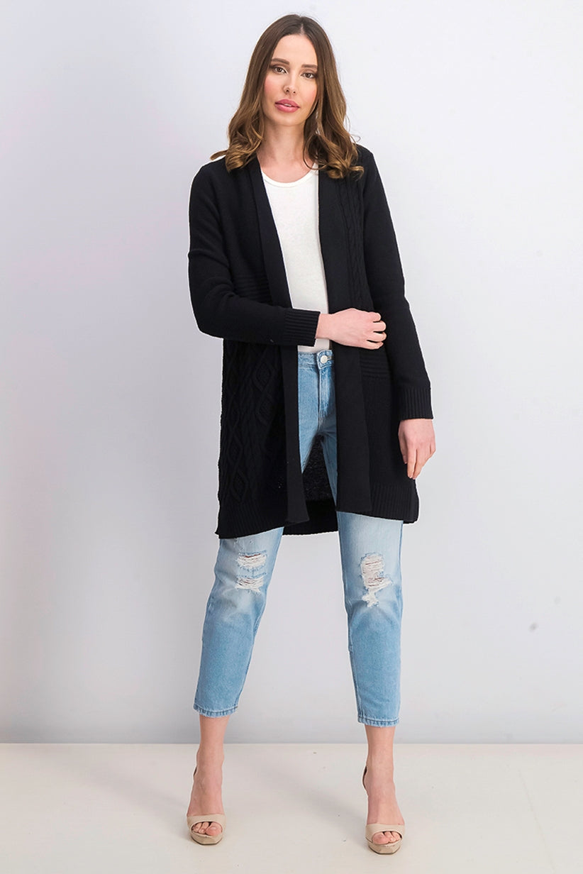 Cardigan feminino patchwork Charter Club preto tamanho grande