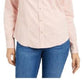 Camisa feminina de veludo cotelê de algodão com botões Charter Club, rosa, tamanho pequeno e pequeno