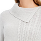 Suéter feminino Charter Club com patchwork e gola assimétrica, cinza, tamanho grande