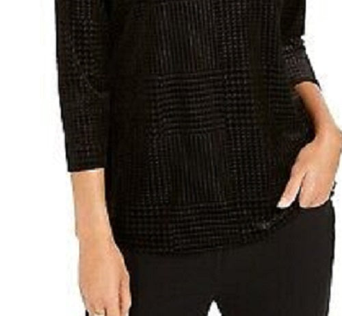 Top texturizado de veludo feminino Charter Club, preto, tamanho médio