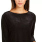 Charter Club Blusa feminina flocada com decote canoa, preta, tamanho pequeno médio