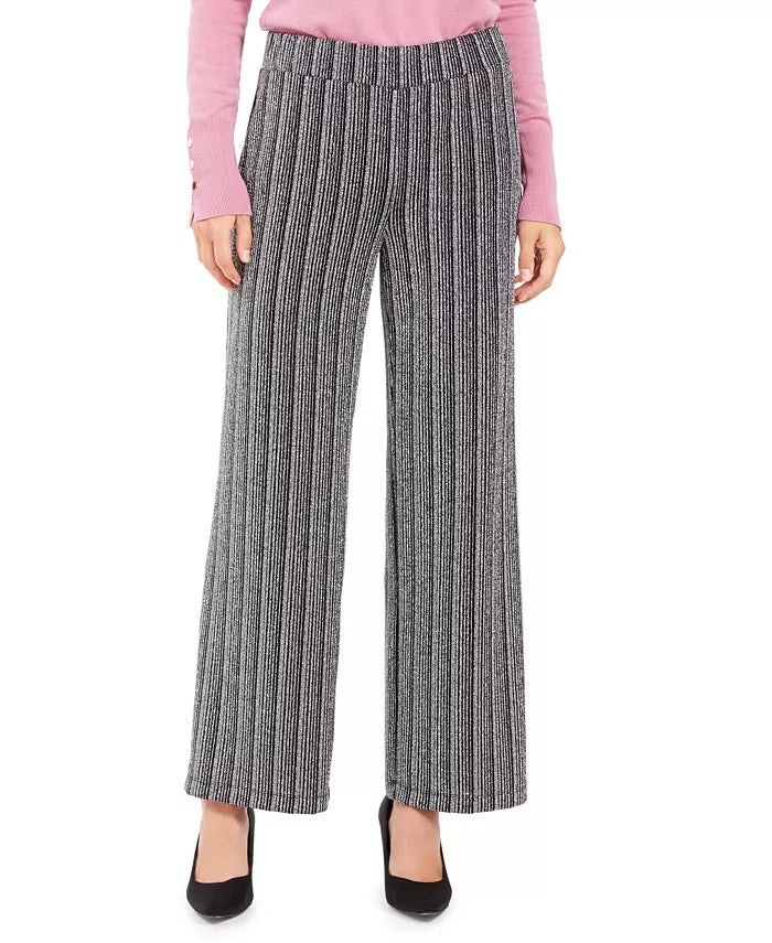 Calça feminina texturizada metálica JM Collection, preta, tamanho XX-G