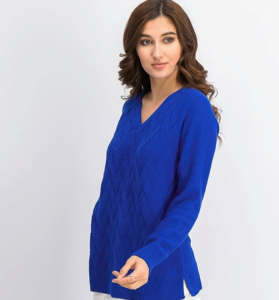 Karen Scott Suéter Feminino Basket Stitch Azul Brilhante Tamanho XS