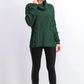 Suéter feminino Charter Club com gola alta e tricô trançado com glitter, verde, tamanho grande