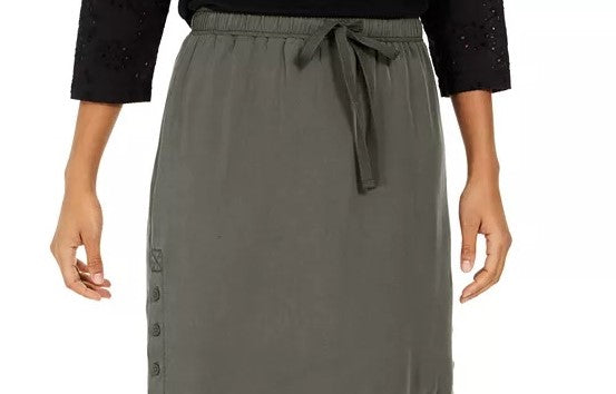 Saia-calça curta feminina estilo &amp; co, em tencel, com cordão, verde, tamanho extra grande