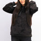 Ideology Moletom com capuz feminino de pele sintética e zíper, tamanho X-S