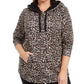 Ideology Moletom com capuz feminino plus size estampado redondo bege cáqui tamanho 3X
