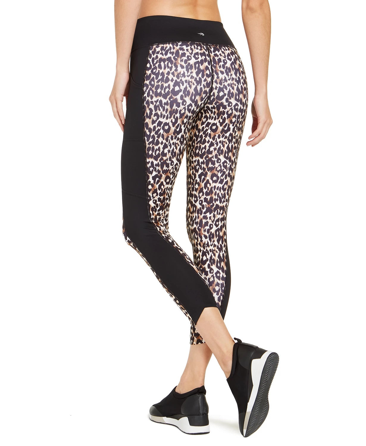 Leggings femininas com estampa de leopardo e blocos de cores Ideology, bege, cáqui, tamanho XX-G