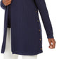 Cardigan JM Women's Collection de algodão com botões laterais e abertura frontal, azul, tamanho extra pequeno