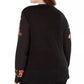 Blusa feminina com estampa floral e bainha torcida da INC International Concepts, preta, tamanho 4X