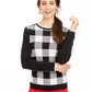 Suéter feminino Charter Club Buffalo Check Family, branco, tamanho XG