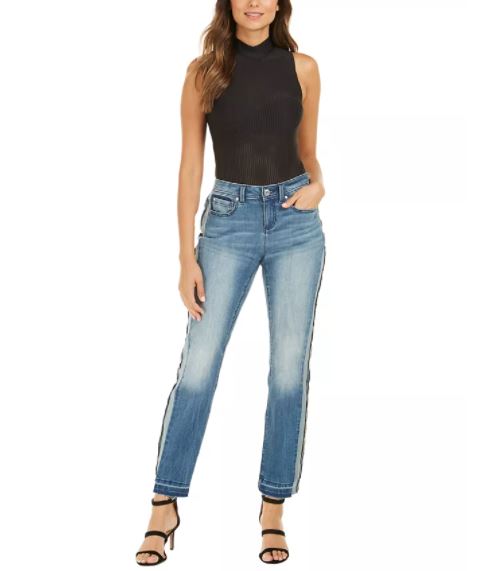 INC International Concepts Body feminino listrado com tanga, preto, tamanho pequeno