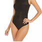 INC International Concepts Body feminino listrado com tanga, preto, tamanho pequeno