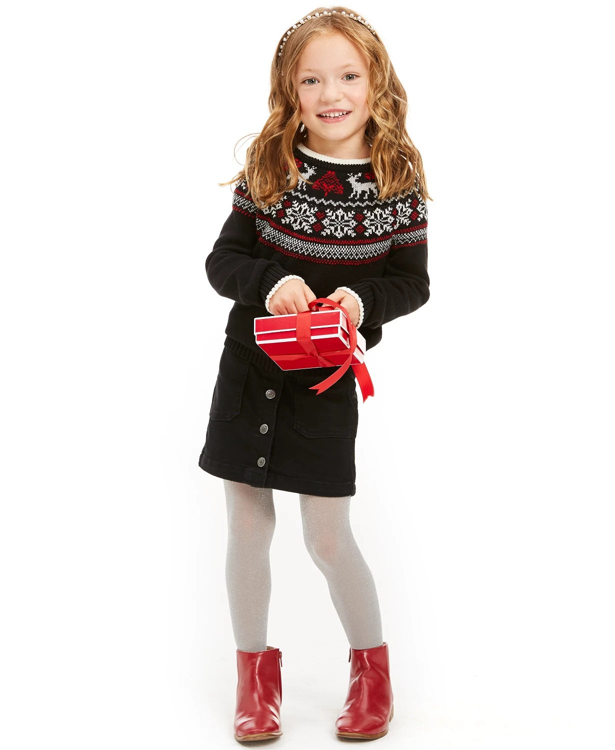 Suéter Charter Club Little Girls Fair Isle Family Preto Tamanho 4T