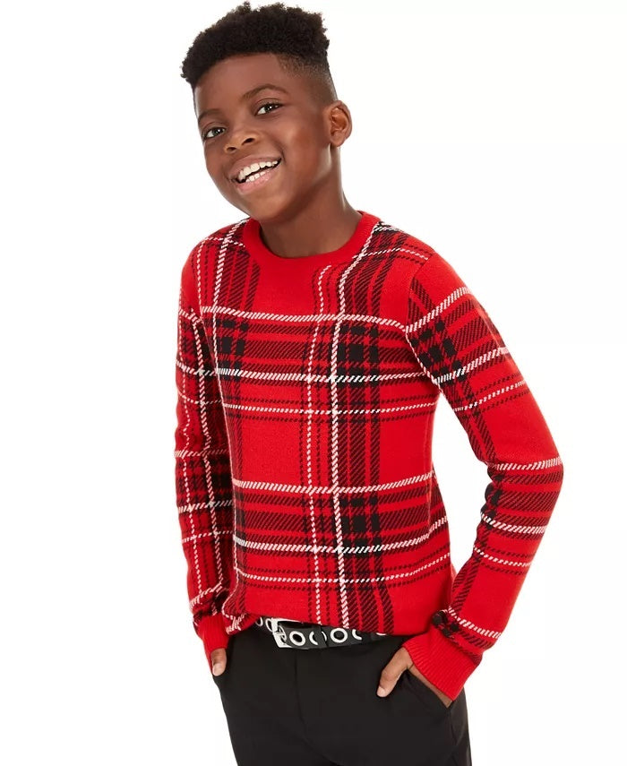 Charter Club Big Boy's Plaid Family Sweater Vermelho Tamanho Grande