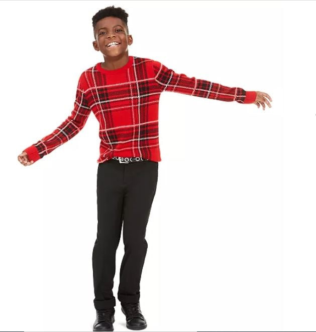 Charter Club Big Boy's Plaid Family Sweater Vermelho Tamanho Grande