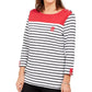 Karen Scott Sport Feminino Listrado Colorblocked Top Vermelho Tamanho XX-G