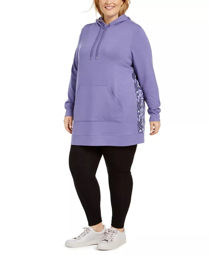 Ideology Moletom com capuz feminino plus size pele de cobra estampada roxo tamanho 1X